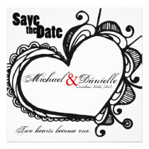 Économies de coeur la date invitations