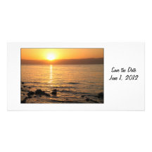 Économies de coucher du soleil le carte photo de j cartes avec photo