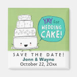 Économies de gâteau de mariage la date magnets pour réfrigérateur