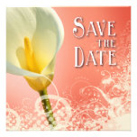 Économies de lis de dentelle la date (pêche) invitations personnalisées