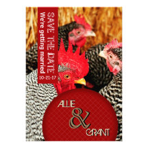 Économies de mariage campagnard de poules de coq l faire-parts