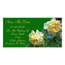 Économies de mariage de fleur de roses jaunes la d cartes avec photo