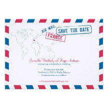 Économies de mariage de la poste aérienne de la Fr Invitations