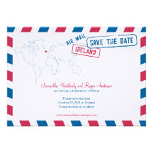 Économies de mariage de la poste aérienne de l'Irl Invitations Personnalisables