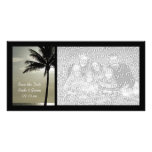 Économies de mariage de plage de palmier le carte  photocartes