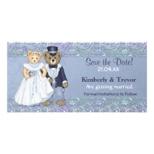 Économies de mariage d'ours de nounours la date cartes de vœux avec photo