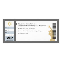 Économies de Mitzvah de barre de billet de concert Invitations Personnalisées