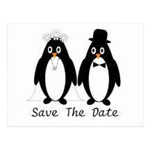 Économies de pingouin le faire-part de mariage de  cartes postales