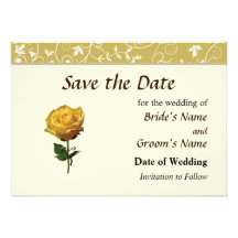 Économies de rose jaune la date carton d'invitation