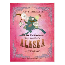 Économies de rose la date - carte de l'Alaska avec Carte Postale