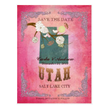 Économies de rose la date - carte de l'Utah avec d Carte Postale