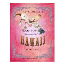 Économies de rose la date - carte d'Hawaï avec de  Carte Postale