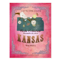 Économies de rose la date - carte du Kansas avec d Carte Postale