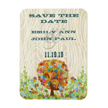 Économies du bois de grain d'arbre de fleur la dat magnets rectangulaires
