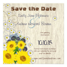 Économies du bois de grain de tournesols et de mar invitations personnalisables