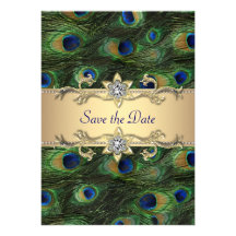 Économies élégantes de mariage de paon la date invitation