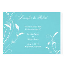 Économies en filigrane florales bleues de mariage  invitations personnalisables