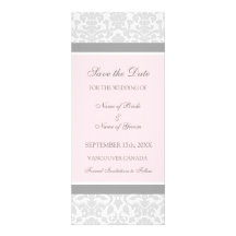 Économies grises roses de mariage la carte de date invitations personnalisées