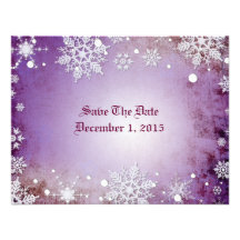 Économies hivernales de pourpre les cartes de date invitations personnalisables
