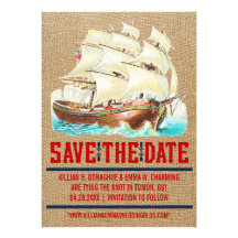 Économies nautiques vintages de mariage les cartes cartons d'invitation