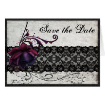 Économies noires de mariage de dentelle la date cartes de vœux