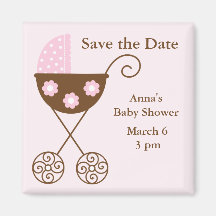 Économies roses de baby shower de poussette la dat magnets