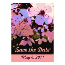 Économies roses de fleurs de cerisier la date invitations personnalisées