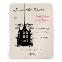Économies roses et noires de cage à oiseaux de mar invitations personnalisables