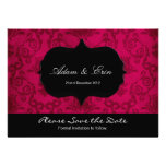 Économies roses foncées de mariage damassé la date cartons d'invitation