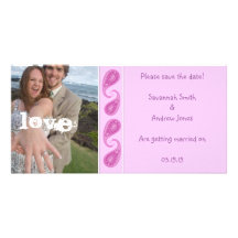 Économies roses pourpres de Paisley la date votre  Carte Avec Photo