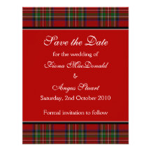 Économies royales de mariage de tartan Stuart la c Faire-parts
