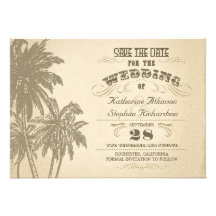 économies typographiques de palmier vintage la dat invitations personnalisées