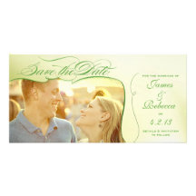 Économies vertes de photo le faire-part de mariage carte avec photo