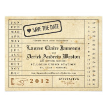 Économies vintages de carte perforée la date faire-part