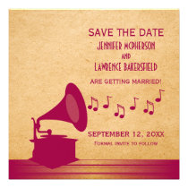 Économies vintages fuchsia de phonographe l'invita invitations