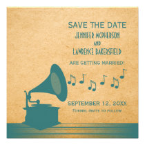 Économies vintages turquoises de phonographe l'inv invitations