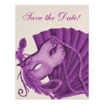 Économies violettes de mascarade la date cartons d'invitation