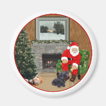 Écossais heureux Terrier et Père Noël Magnets Pour Réfrigérateur