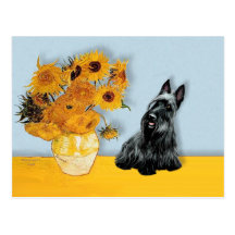 Écossais Terrier 3 - tournesols Cartes Postales