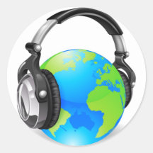 Écouteurs de musique de globe du monde adhésifs ronds