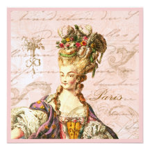 Écriture française et Marie Antoinette de manuscri Carton D'invitation