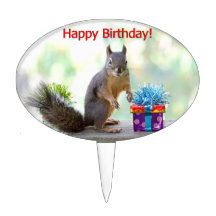 Écureuil de joyeux anniversaire piques à gâteaux