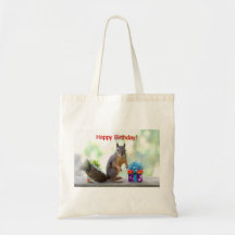 Écureuil de joyeux anniversaire sacs en toile