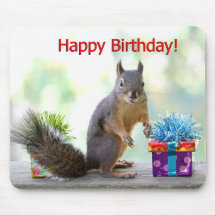 Écureuil de joyeux anniversaire tapis de souris