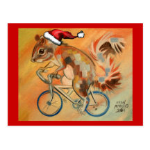 Écureuil de Noël de hippie Carte Postale