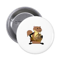 Écureuil jouant le cor de harmonie badges avec agrafe