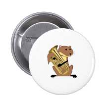 Écureuil jouant l'euphonium badge avec épingle