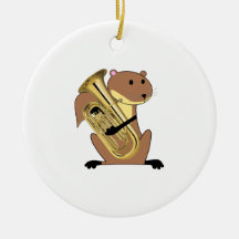 Écureuil jouant l'euphonium ornement de noël