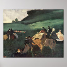 Edgar Degas - cavalier chez le cheval d'homme du p Affiche