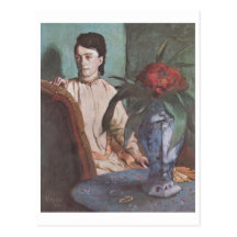 Edgar Degas - femme assise avec le portrait 1872 d Cartes Postales